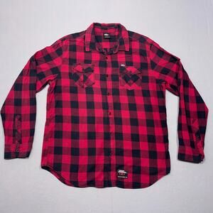 No Fear Flannel Shirt Mens XL Extra Large‎ Pocket Button Up Buffalo Plaid Grunge